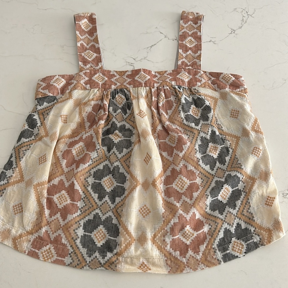 Anthropologie Geometric Button Back Tank